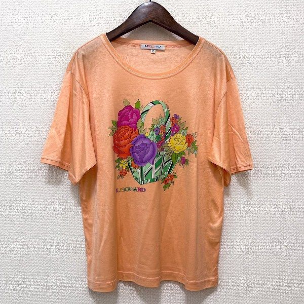 snc レオナールスポーツ LEONARD SPORT Tシャツ F オレンジ系 花柄 半袖 レディース 918578