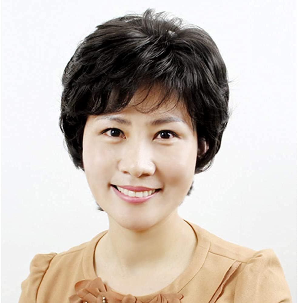 【新着商品】カール レディース 医療用ウイッグ 人毛100% 脱毛 おしゃれ 母のウィッグ 黒髪 パーマ 女性用かつら ふんわり 中高年フルウィッグ 通気性 手植え ブラウンfeibin ショート ナチュ