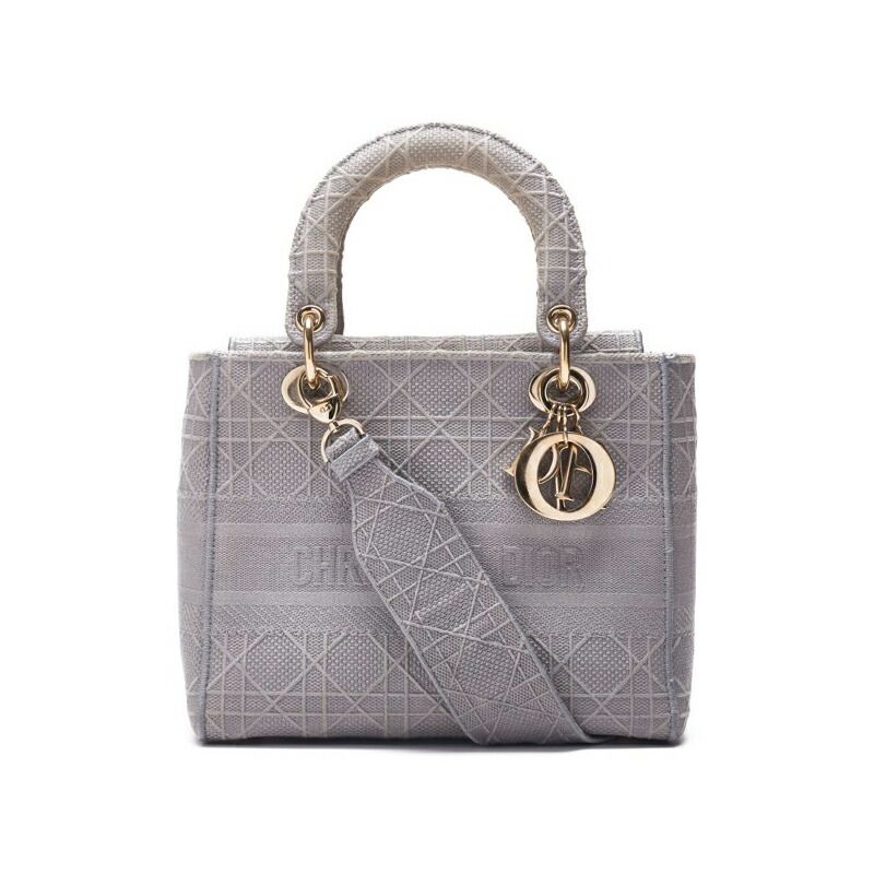 Dior ディオール レディディオール ロゴマーク 2WAYハンド コットン グレー（ゴールド金具）レディース バッグ ハンドバッグ レディース 【中古】【送料無料】