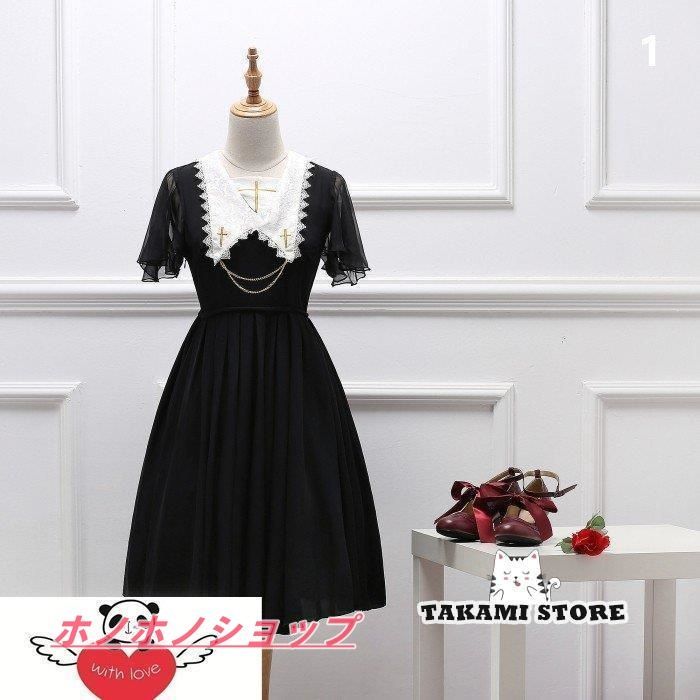 十字架 かわいい カジュアル ハロウィン コスプレワンピース ゴスロリ ゴシック ロリータWSJ03