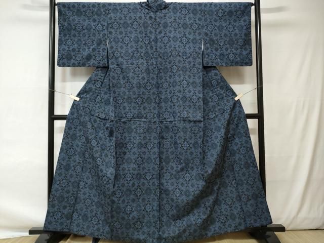 平和屋着物▽上質な紬 単衣 薔薇 正絹 逸品 CAAQ8893vf