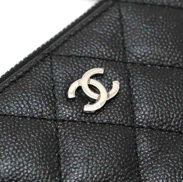 美品 シャネル CHANEL マトラッセ チェーンウォレット ポシェット スマホケース キャビア 黒 S金具 【66946】