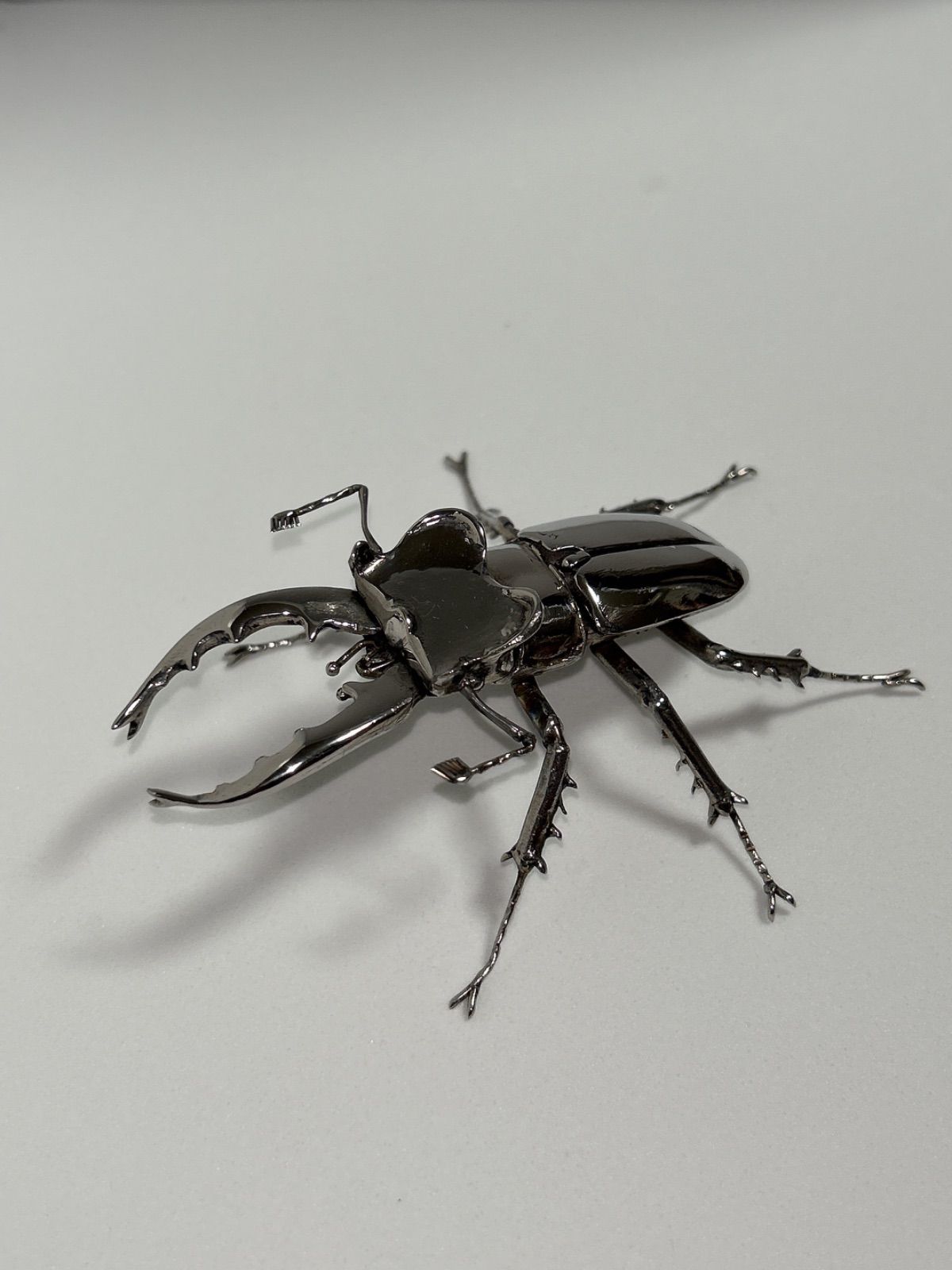 ステンレス製 可動式 ミヤマクワガタ 昆虫オブジェ