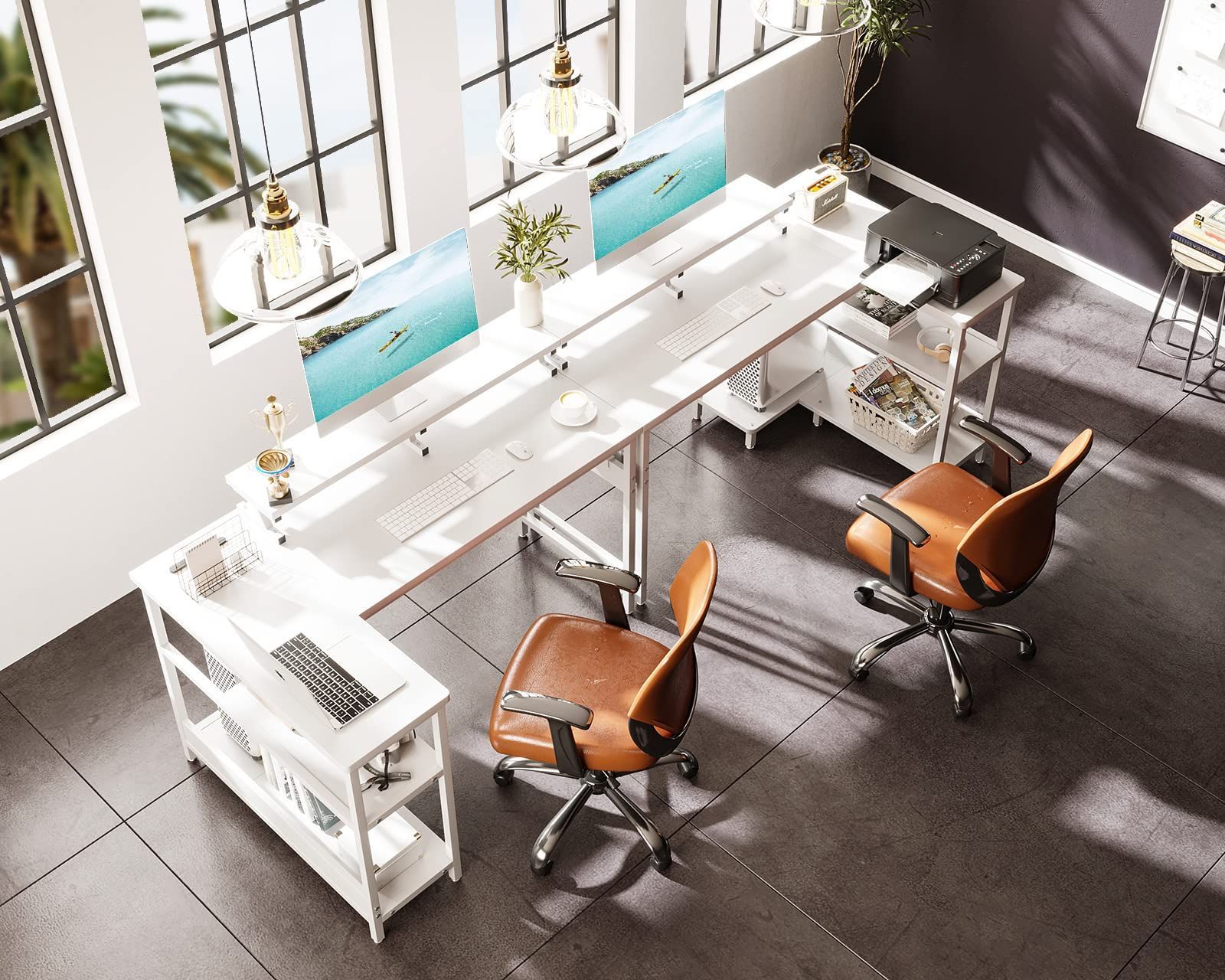 コーナーデスク ラック付き