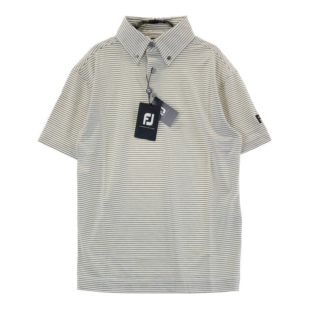 サイズ：S FOOT JOY フットジョイ  半袖ポロシャツ ボーダー柄 ホワイト系 [240101374589]# ゴルフウェア メンズ ストスト