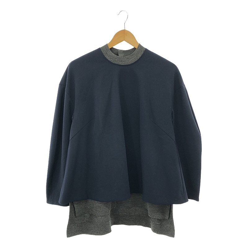 【美品】  ENFOLD / エンフォルド | 2023AW | KNIT-LAYERED PULLOVER 切り替え レイヤード ニット | 38 | ネイビー | レディース 美品】 ENFOLD / エンフォルド | 2023AW | KNIT-LAYERED PULLOVER