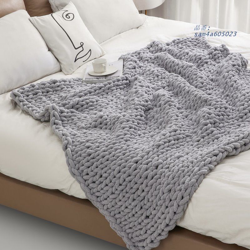 シニール太糸毛布手編み毛布エアコンカーペット小毛布ニットカーペットソファカーペットブランケット am4a605023