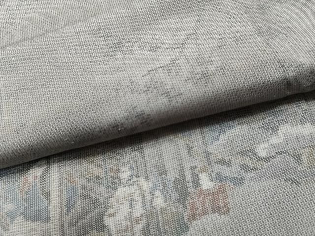 平和屋着物○本場大島紬 白大島 雲取り平安人物文 正絹 逸品