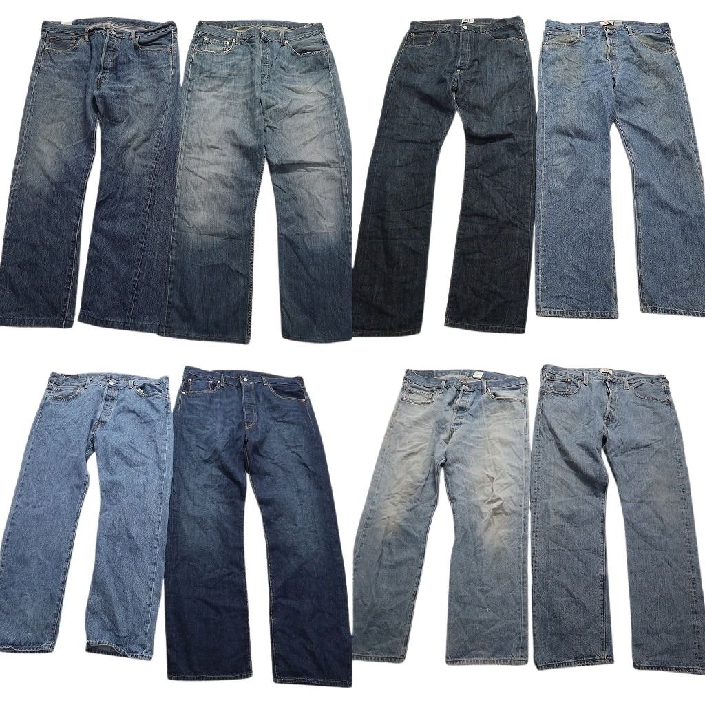 古着卸 リーバイス 501 デニム パンツ 8枚セット メンズ W38 インディゴブルー アメカジ フェード 古着 NA3398