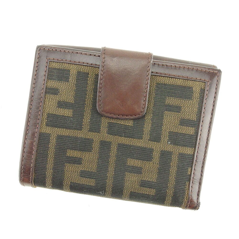 Fendi 二つ折り財布 ブラウン/ベージュ フェンディ FENDI 財布 二つ折り財布 折りたたみ財布 小銭入れ