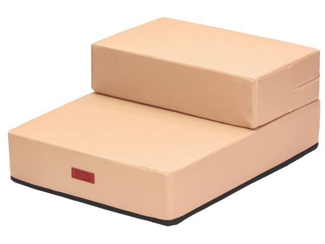 PetStyle ドッグステップ 犬 ステップ 階段 ドッグトレーナー推奨 ペット 犬用 犬ステップ 2段 防水 おしゃれ PVCレザー生地 硬めタイプ 標準幅40cm ベージュ