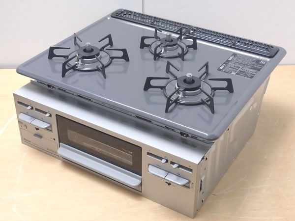 Rinnai/リンナイ 水無し片面焼きグリル 3口ビルトインガスコンロ