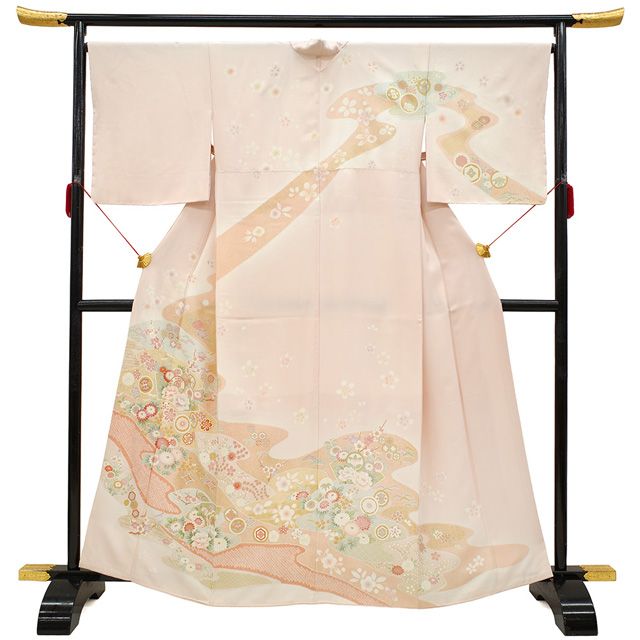 訪問着/正絹/濃いピンク/金彩/フォーマル/仕立上がり/適応身長140～147