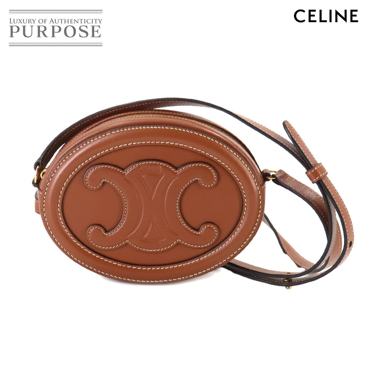 未使用 展示品 セリーヌ CELINE オーバルパース キュイル トリオンフ 