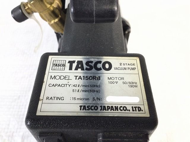 ☆比較的綺麗☆TASCO タスコ オイル逆流防止弁付 小型高性能ツーステージ真空ポンプ TA150RB エアコン工事 96603