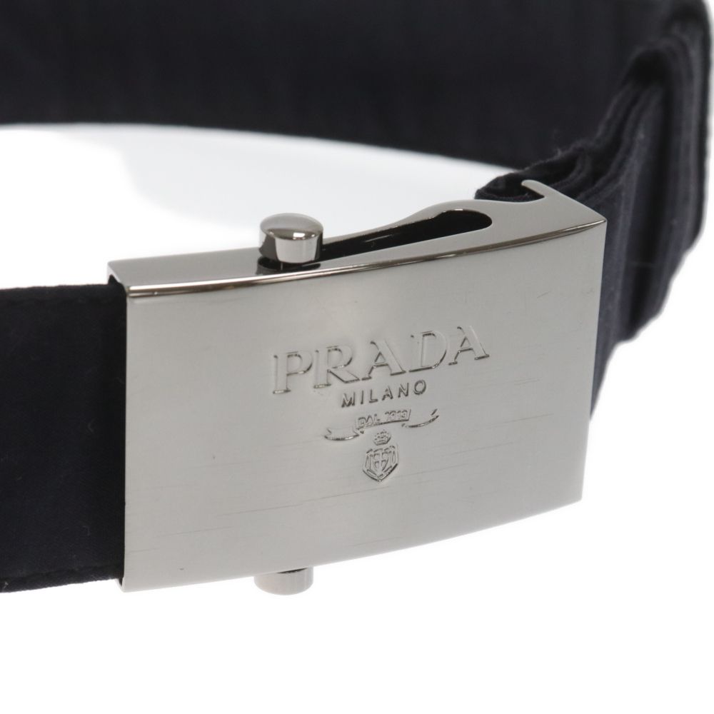 PRADA (プラダ) ロゴシルバーバックル キャンバス ガチャベルト