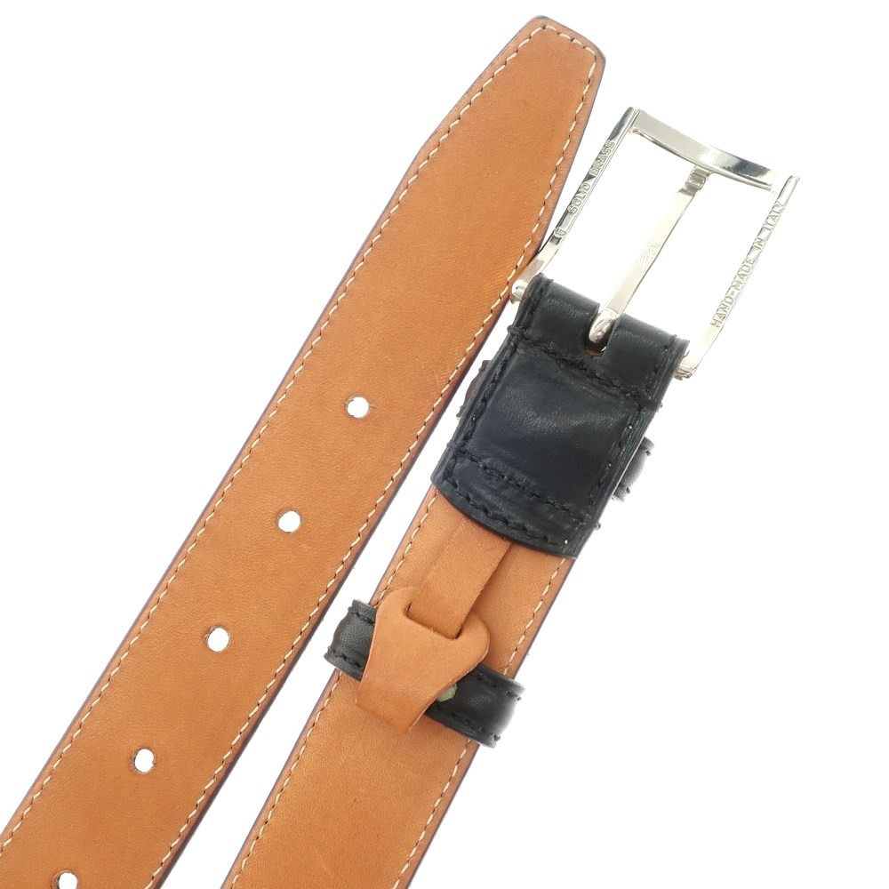 中古】フェリージ Felisi 699/6 カーフレザー ベルト ブラック【サイズ