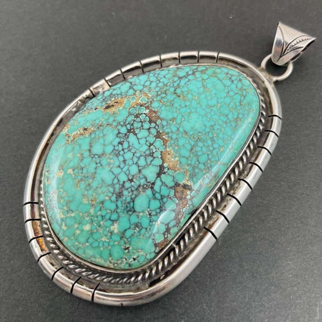 ヴィンテージターコイズペンダントヘッド シルバーペンダントナバホ族