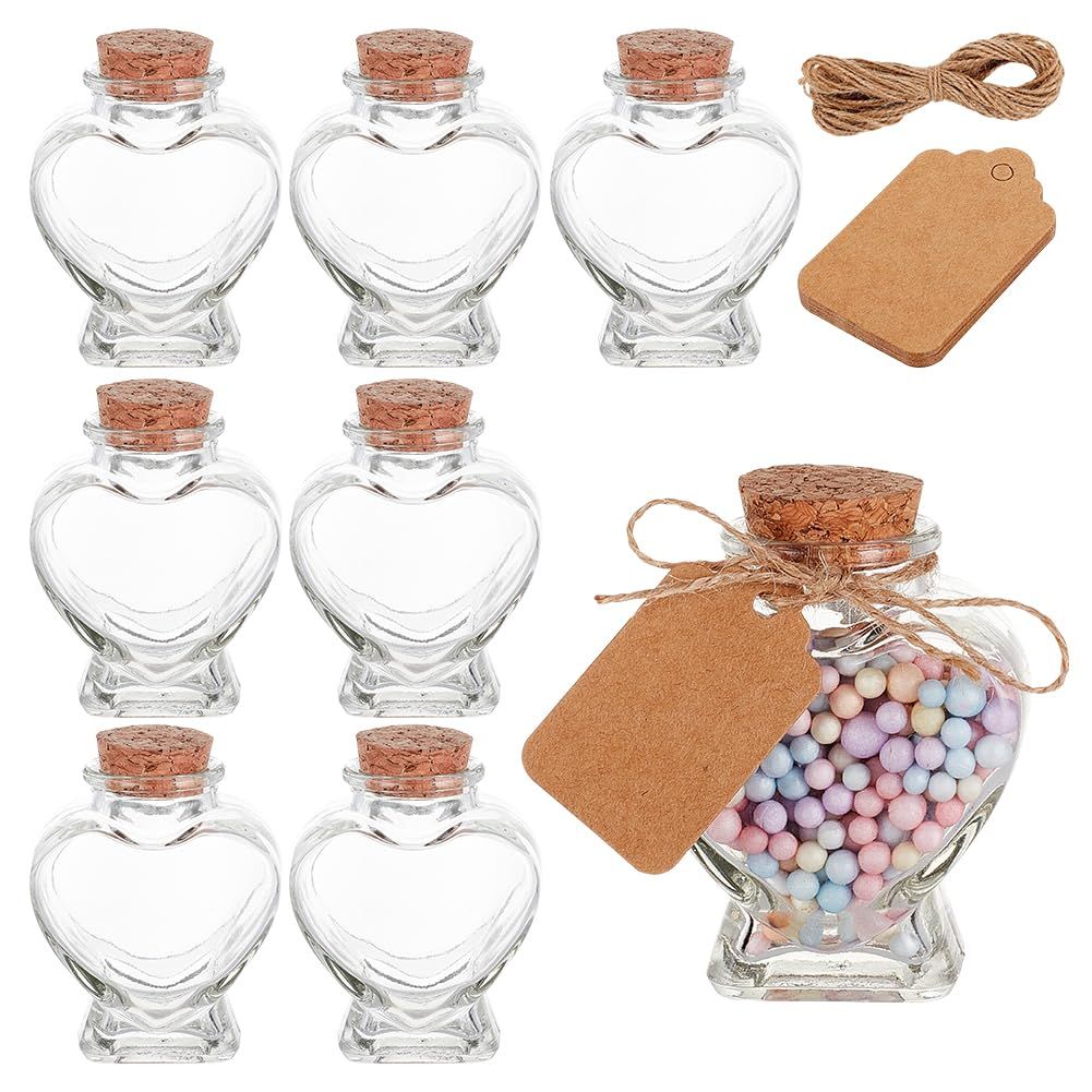 手芸用品 手芸用品 ミニボトル ミニボトル 装飾品 手芸材料 装飾品 プレゼント 手作り雑貨 小物入れ 透明ガラス瓶 ガラス容器 置物 ラベル付き お祝いボトル 可愛い ハート形 ガラス瓶 アク