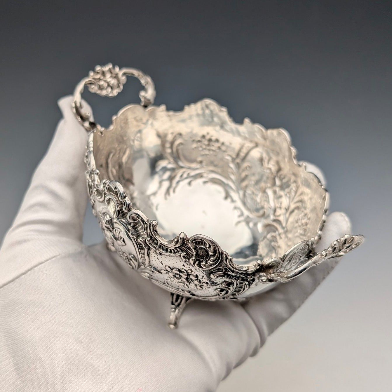 1900年頃 ドイツアンティーク 800シルバー製 2ハンドルボウル 140g  