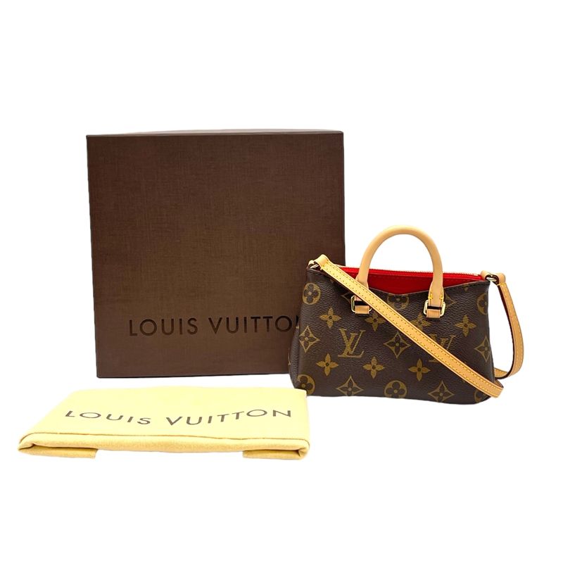 ルイ・ヴィトン LOUIS VUITTON ナノパラス M61254 ブラウン×スリーズ モノグラム・キャンバス レディース ショルダーバッグ -  メルカリ