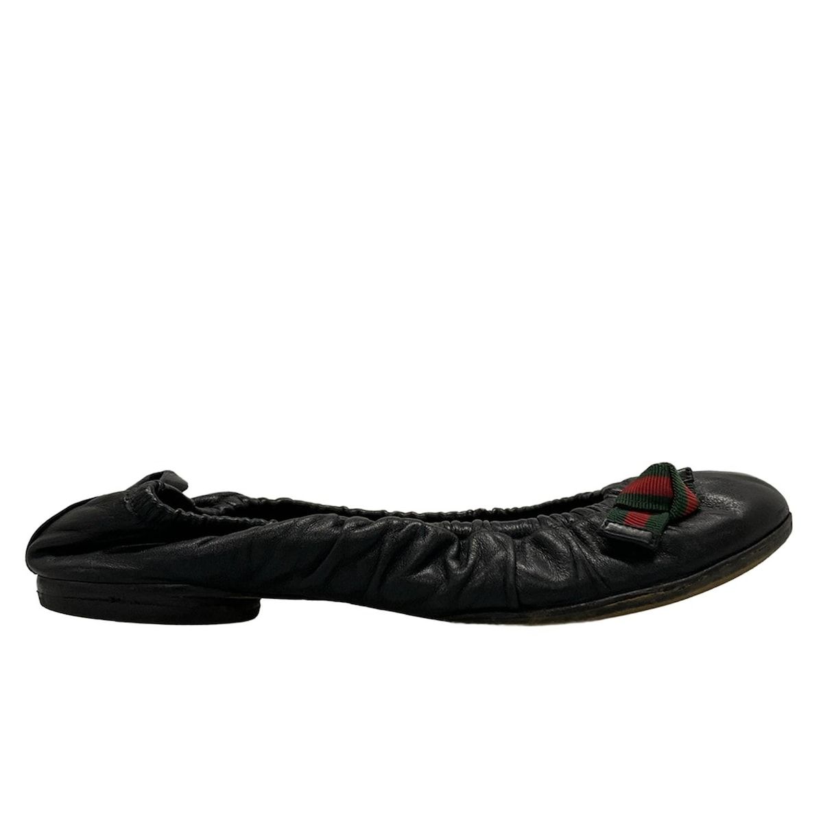 GUCCI ブラックレザー フラットシューズ 814318_AAEA4_1000_001_100_0000