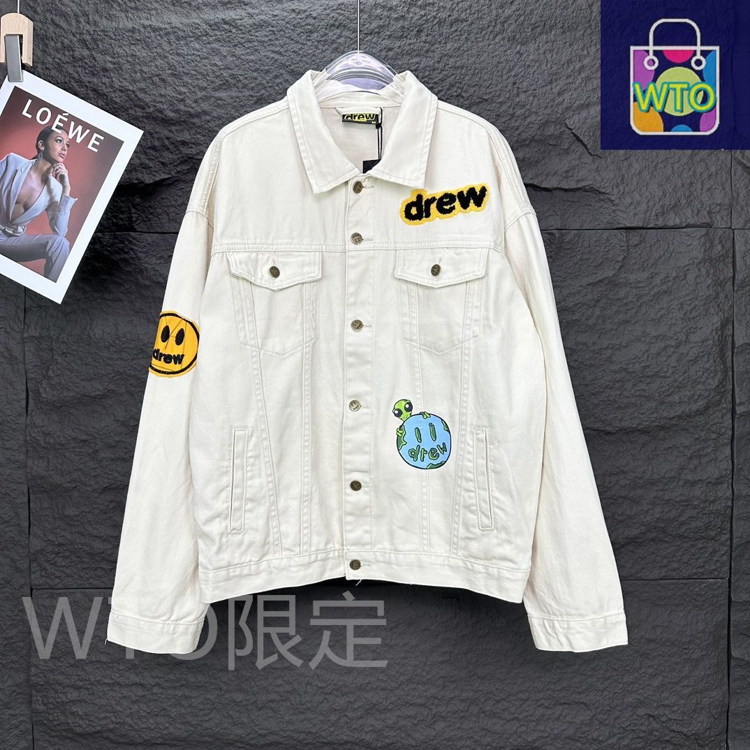 Drew メンズ＆レディース デニムジャケット カートゥーンプリント ベージュ S-XL | ♥品 -WTO輸入1
