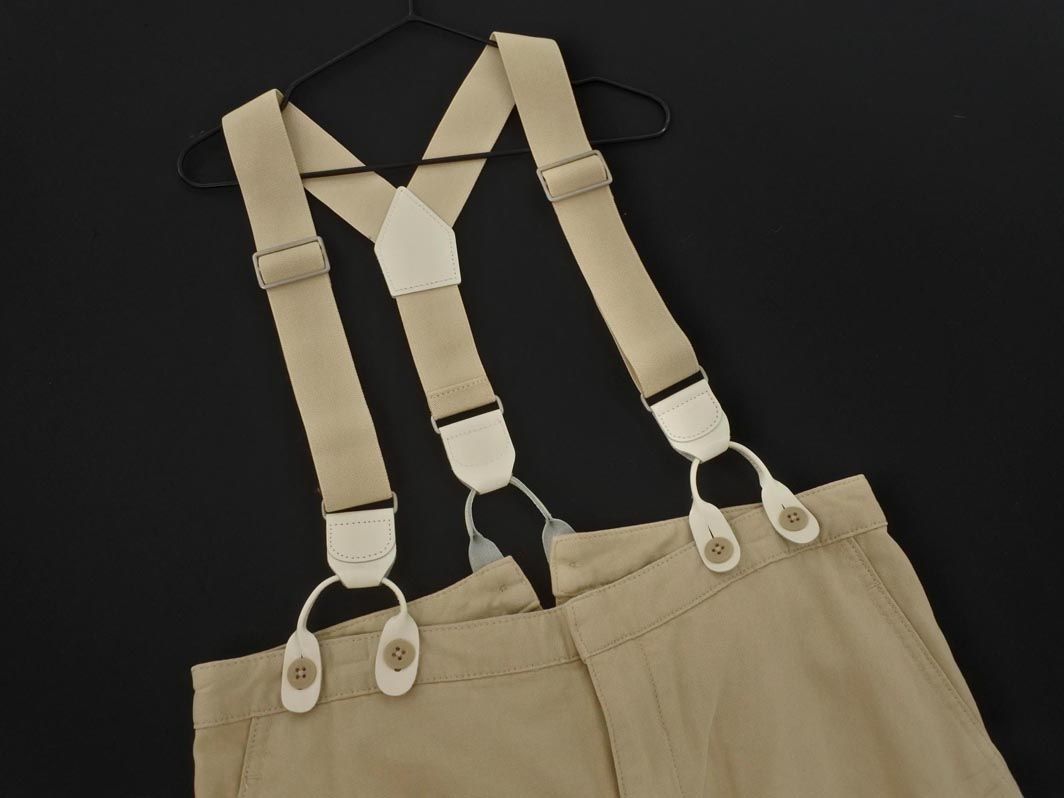 Spick - Span スピック&スパン 25年モデル サスペンダー付き ワイド パンツ size36 ベージュ ◎レディース
