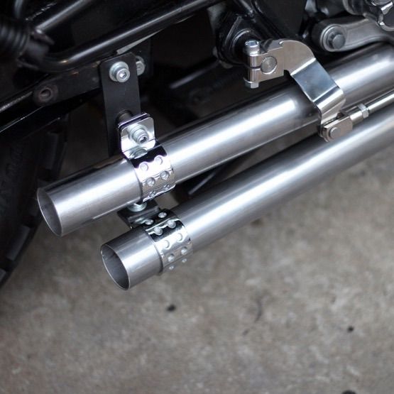 W650/400用 オールドスタイル手曲げマフラー Type2 ベアメタル MOTOR