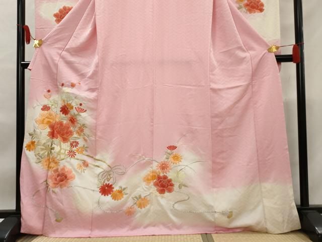 平和屋着物□豪華振袖 駒刺繍 花車文 暈し染め 金銀糸 正絹 逸品