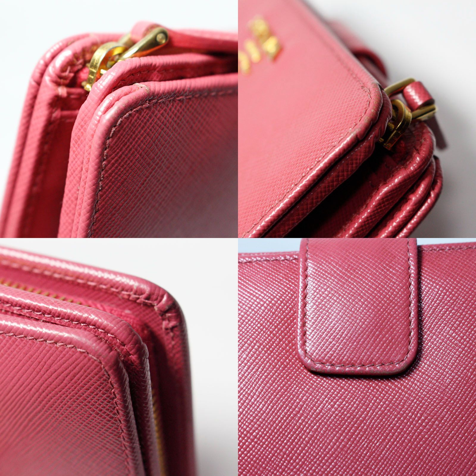 PRADA プラダ 財布 2つ折り財布 サフィアーノ ピンク - メルカリ