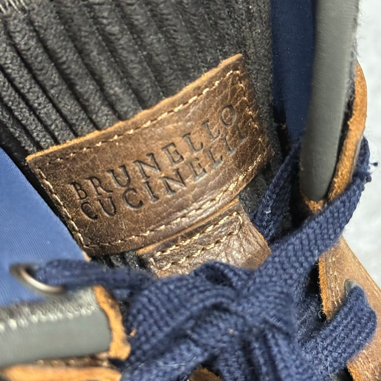 BRUNELLO CUCINELLI ブルネロクチネリ ウール切替ハイカットレザー 