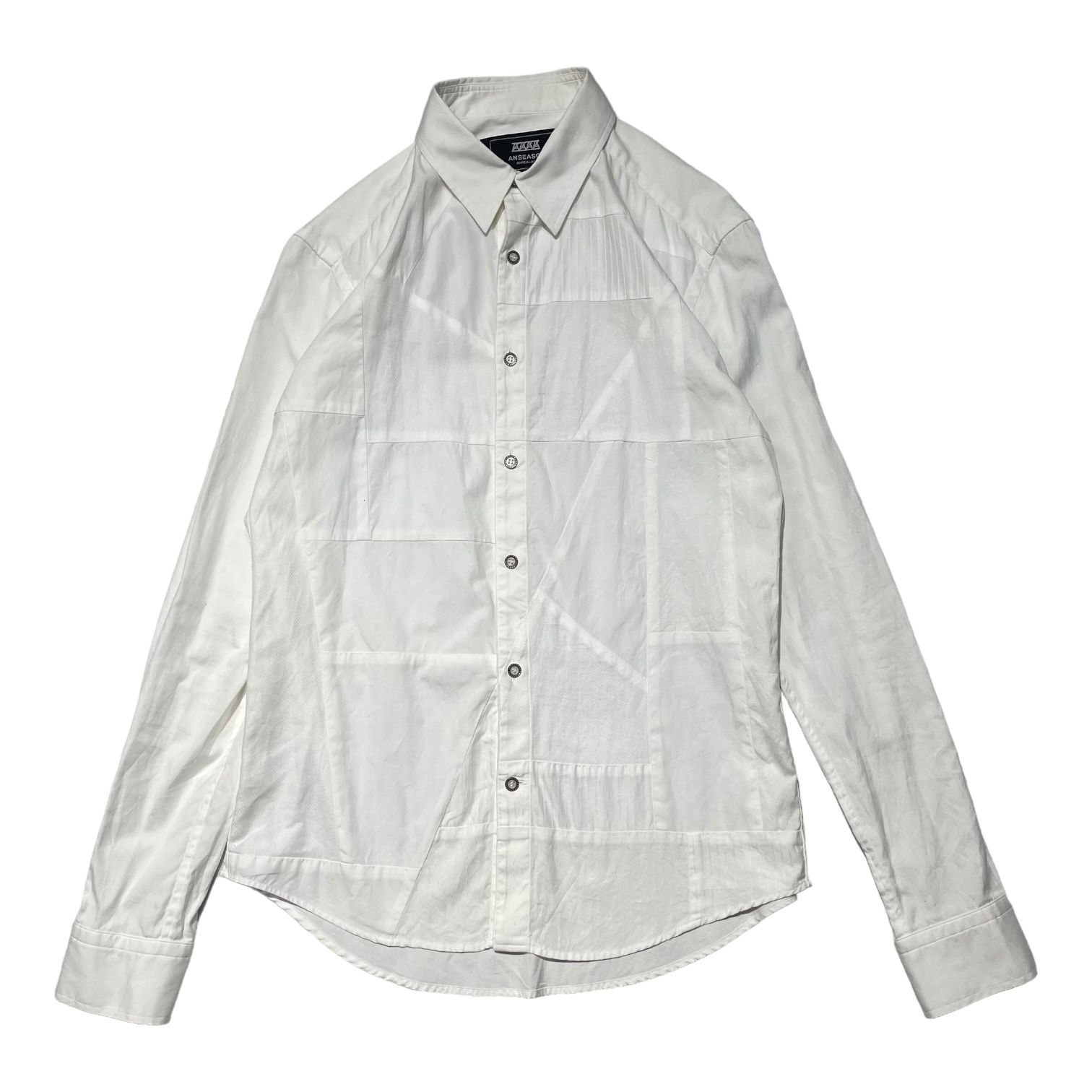 ANREALAGE(アンリアレイジ)  flannel patchwork shirt パネル パッチワーク シャツ 46(M程度) ホワイト ANSEASON ANREALAGE