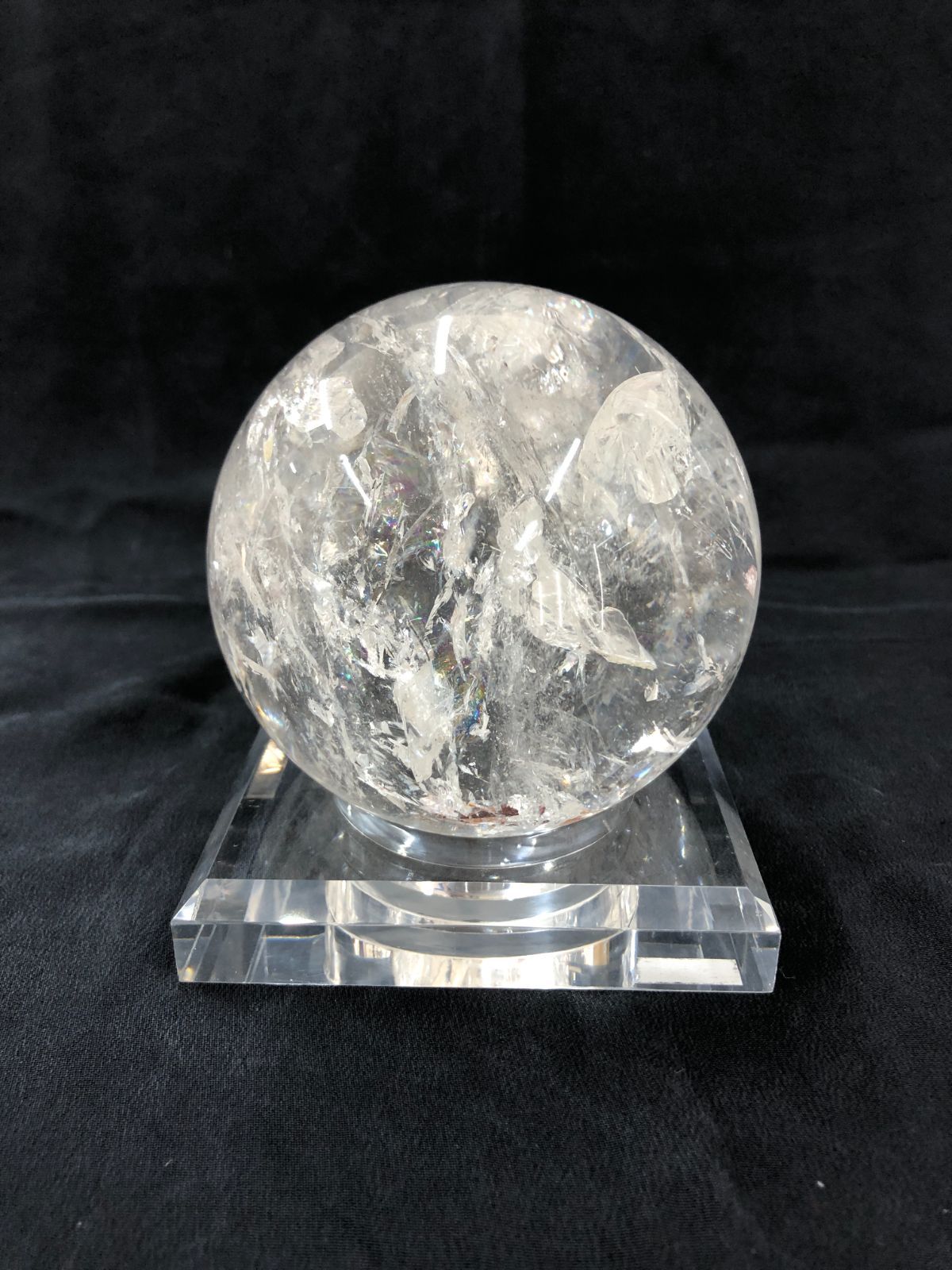 天然レインボー水晶丸玉