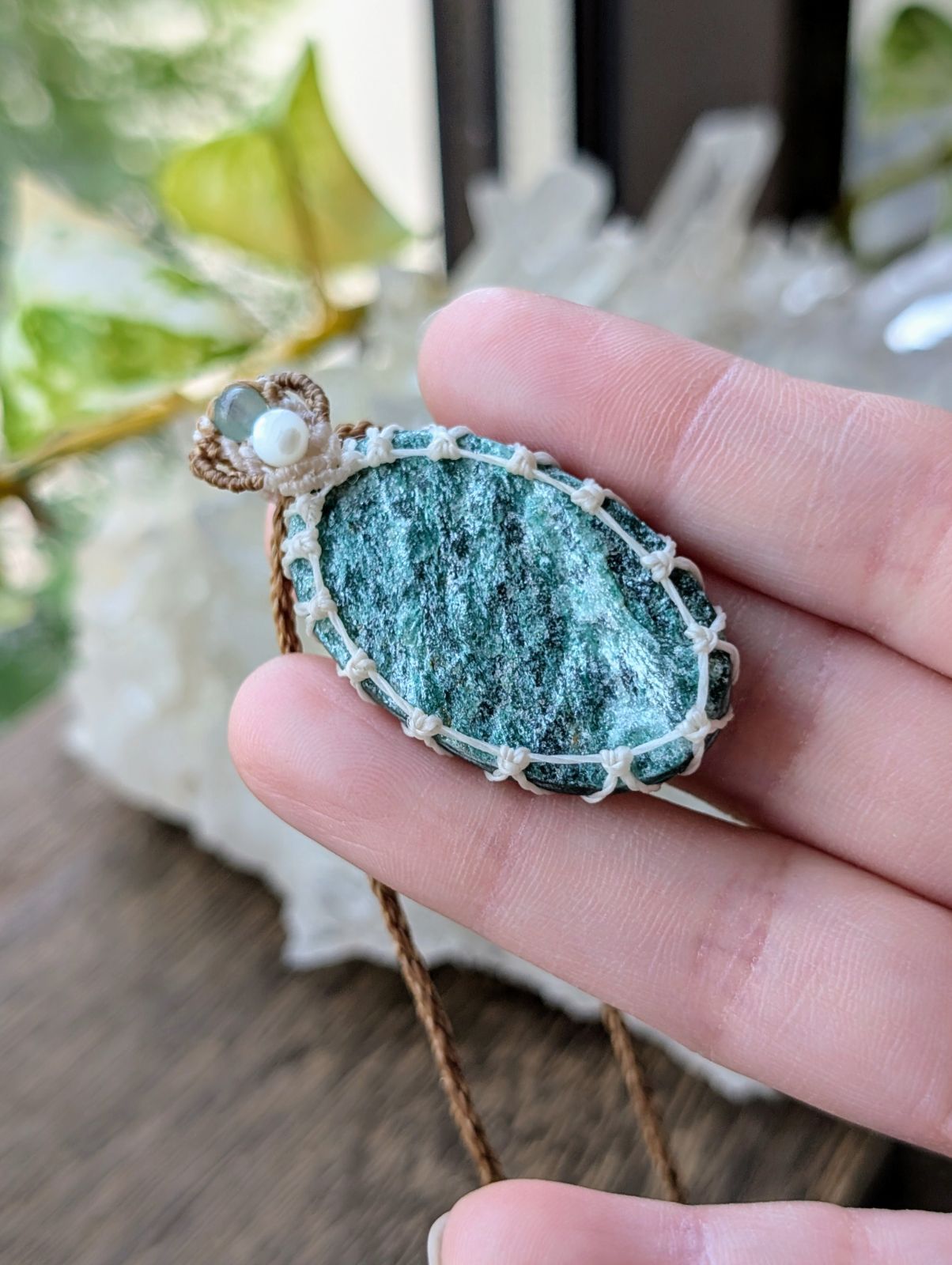 お買い得品 ☆グリーンアベンチュリンDruzy・アベンチュリン☆マクラメ