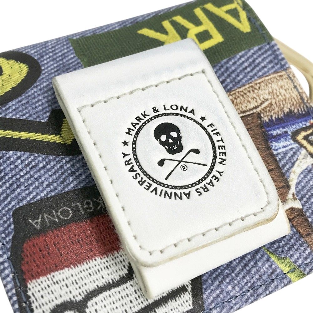 MARK&LONA マークアンドロナ 15周年 ボールポーチ 総柄 ブルー系