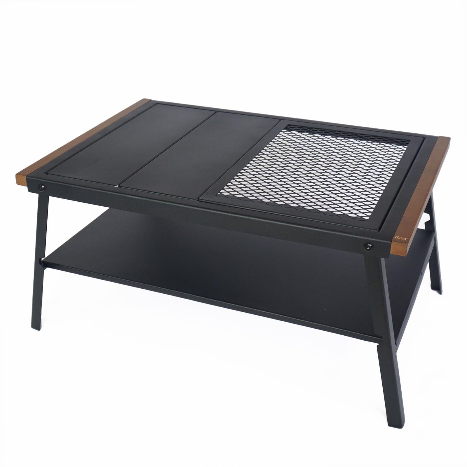 キャンプテーブル クーラースタンド スチール ソロテーブル ローテーブル テーブル メッシュパネル メッシュ ラック 耐熱 2段 アイアン アイアンメッシュテーブル IGT IGT互換 RcrCamp