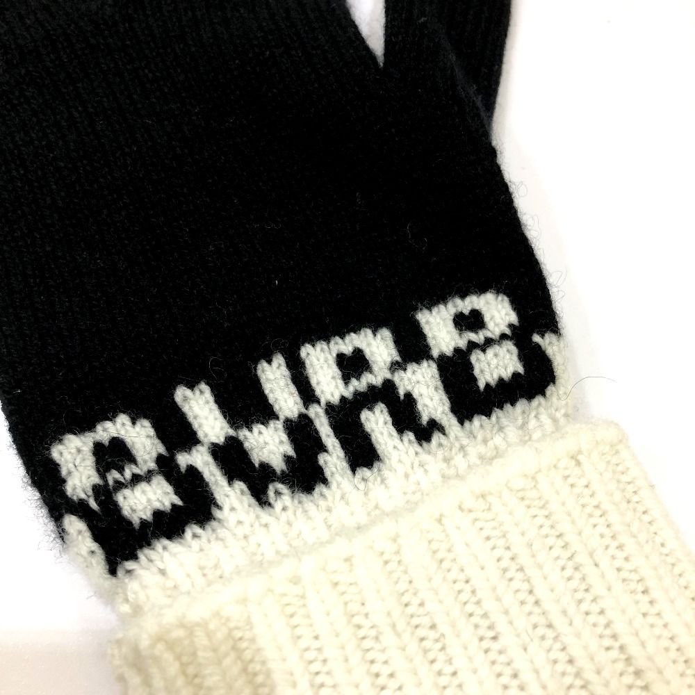 バーバリー ロゴインターシャ カシミアグローブ 手袋 ブラック