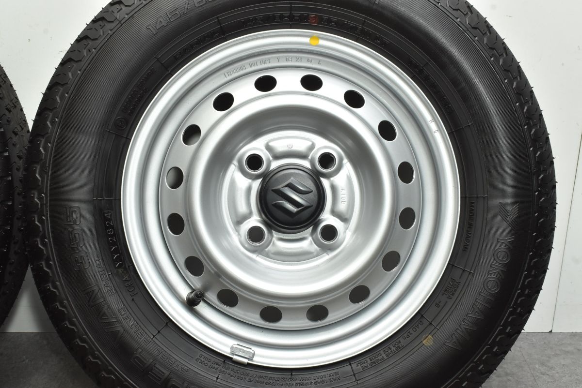 新車はずし145/80R12　スズキキャリィ純正タイヤホイール4本セット 2024年製 新車外し品】スズキ キャリィ 12in 3.50B +40 PCD100