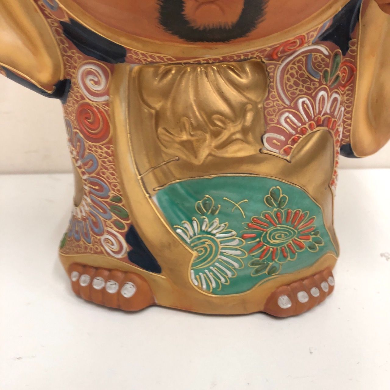 九谷焼　布袋様　置物　骨董　七福神　金彩 九谷焼 布袋 高さ33.5cm 置物 縁起物 七福神 陶器 骨董 漆絵