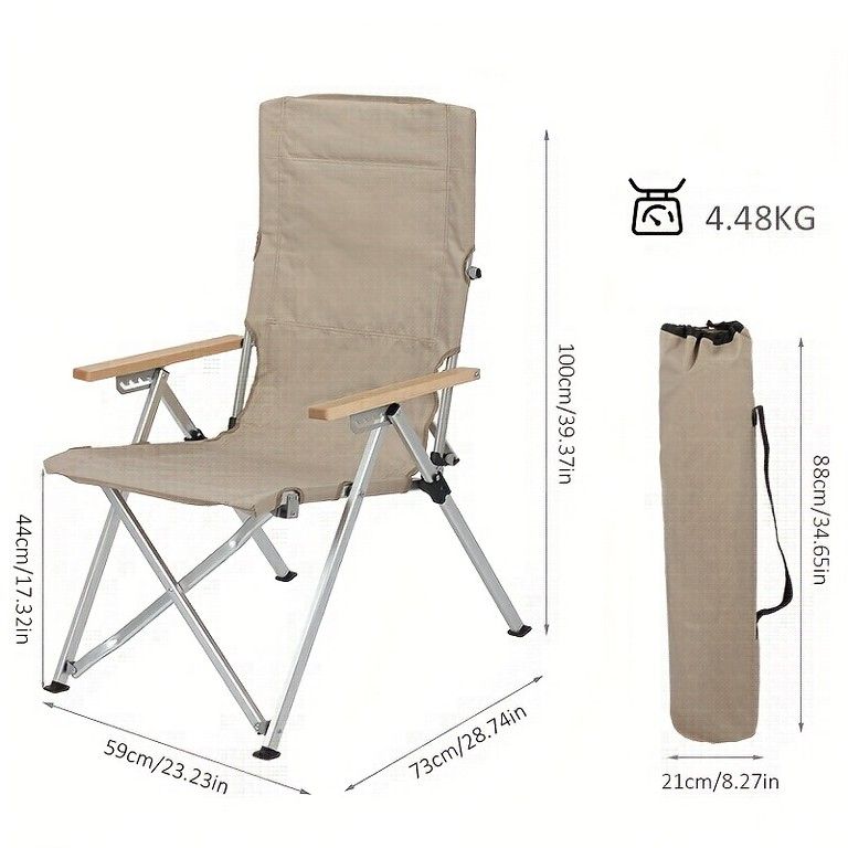 角度調整 アルミ製 折りたたみアウトドアチェア ブラック HRDEVELOPMENT_JP