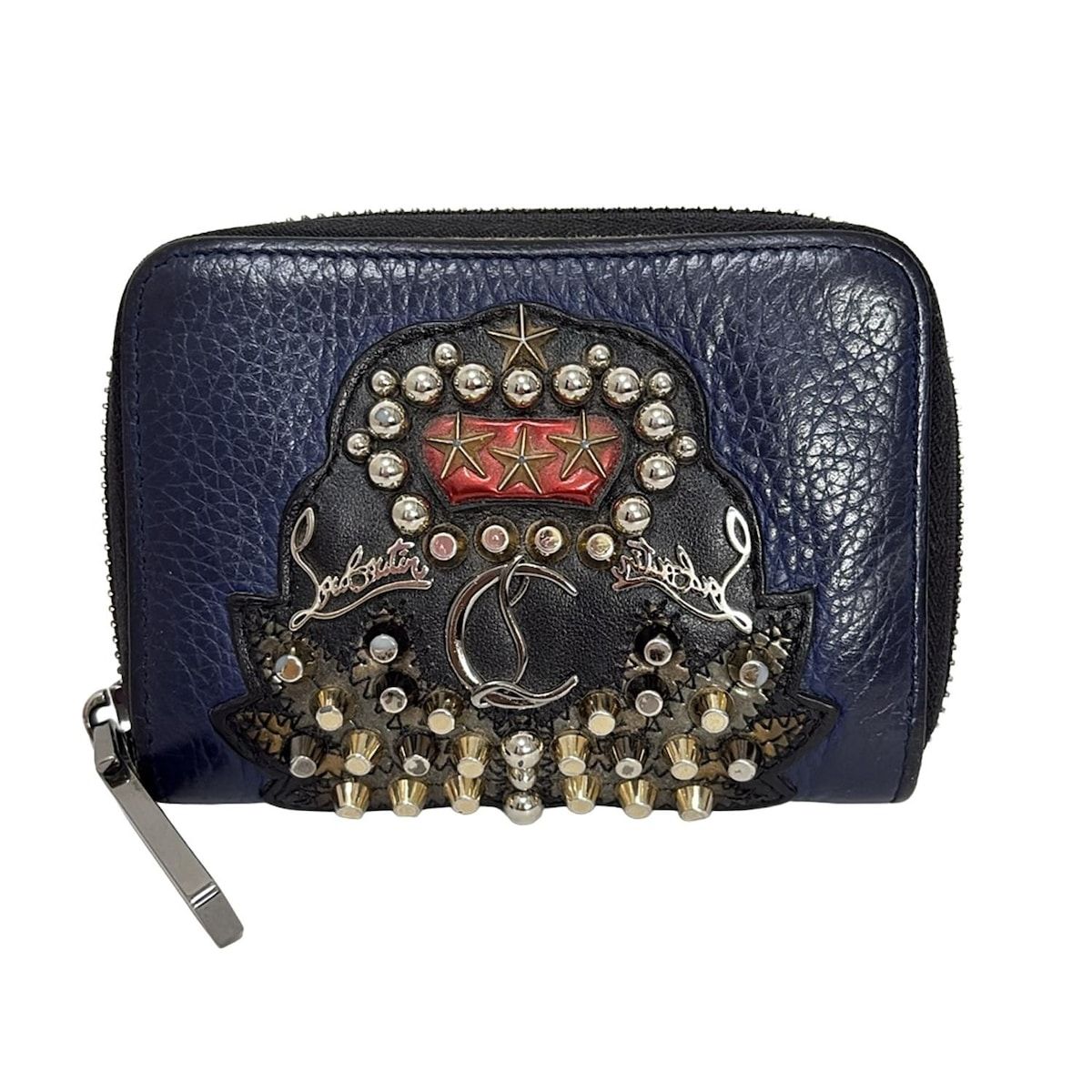 クリスチャン　ルブタン　レザー　スタッズ　コインケース　ブラック　レッド クリスチャン ルブタン レザー スタッズ コインケース ブラック