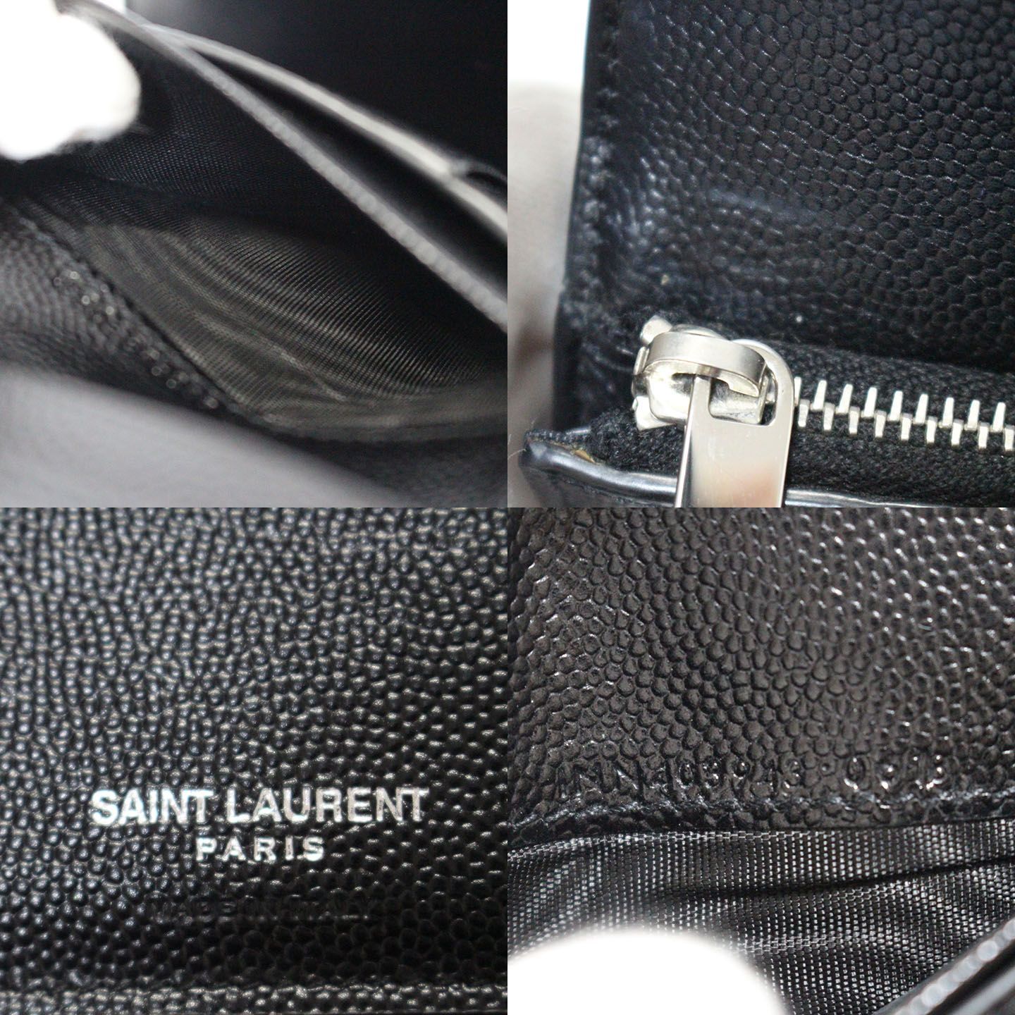 YSL サンローラン ロゴ 2つ折り財布 ブラック レザー - メルカリ