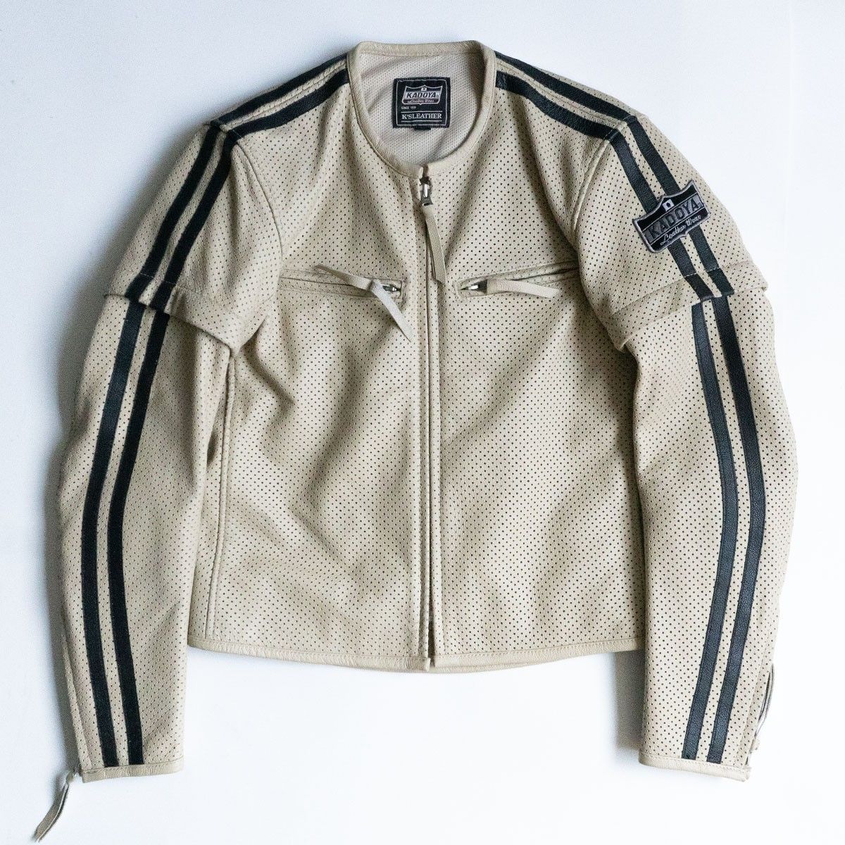 美品】KADOYA【パンチング シングルライダースジャケット】 L