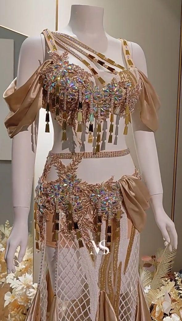 ベリーダンス衣装 オリエンタル衣装 ブラスカート 豪華 オーダーメイド