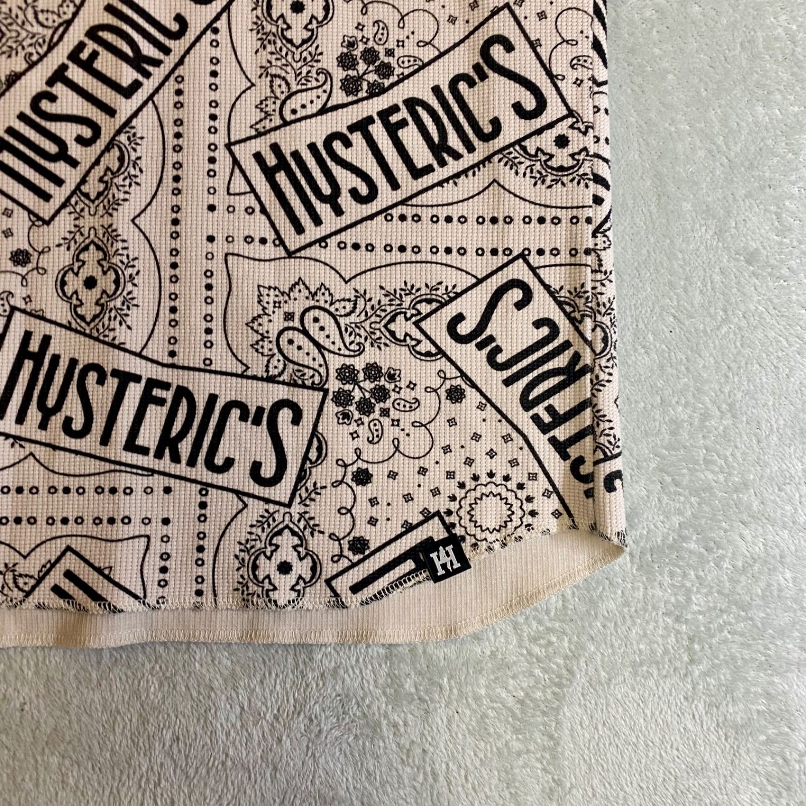 HYSTERIC GLAMOUR】ペイズリー柄 ヘンリーネック 長袖Tシャツ サーマル 