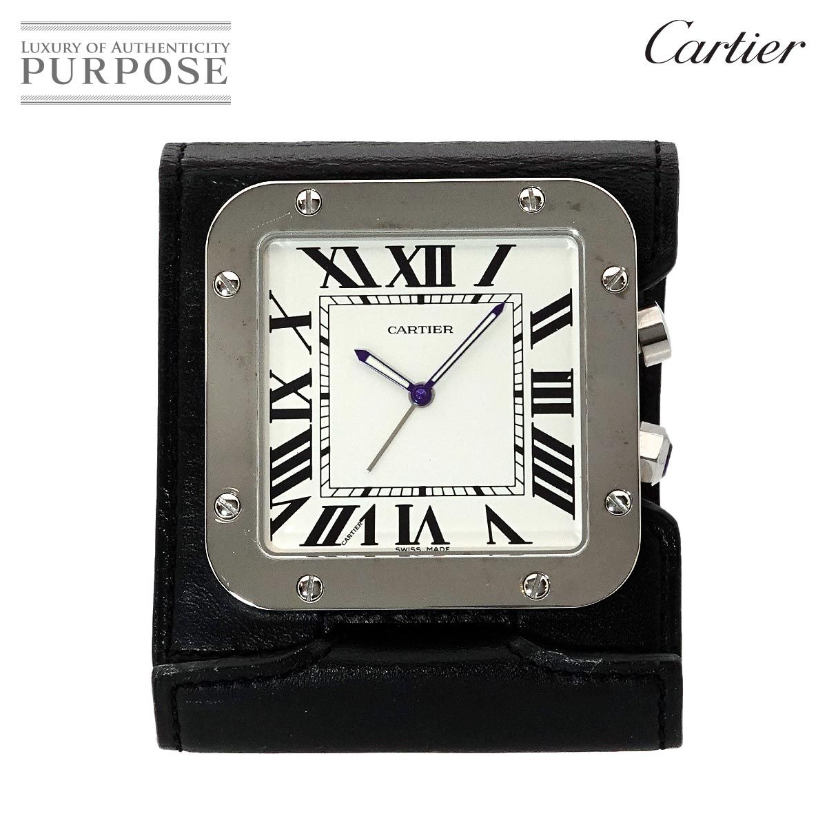 カルティエ Cartier サントス 置時計 W0100042 アラーム トラベルクロック クォーツ ウォッチ Santos 90272915