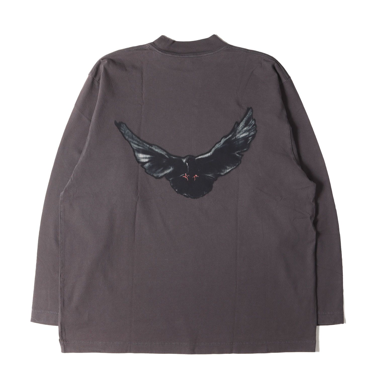 【美品】YEEZY イージー Tシャツ チャコール サイズ:M | 22SS BALENCIAGA GAP 鳩プリント オーバーサイズ ロングスーブTシャツ (Dove Long Sleeve Tee) | トップス カットソー【メンズ】【中古】