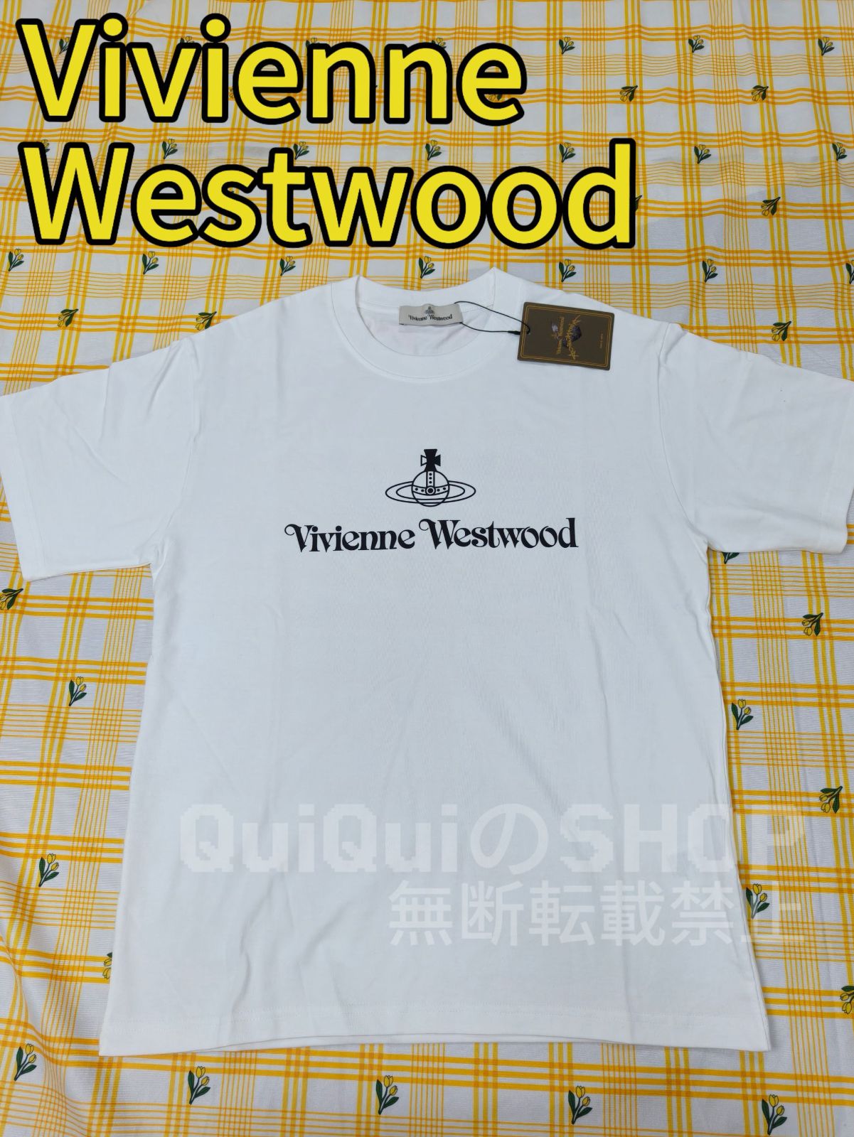 クリーム色 半袖Tシャツ プリントロゴ ヴィヴィアンウエストウッド　新品未使用 クリーム色 半袖Tシャツ プリントロゴ ヴィヴィアンウエスト
