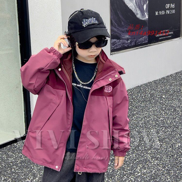  男の子用 アウトドア フスジャケット ジュニア向け 取り外し ブロックデザイン 2025 防風 フードつき 防水 透湿 kni 4 a 991452 Gジャン デニムジャケット ジャケット ブルゾン